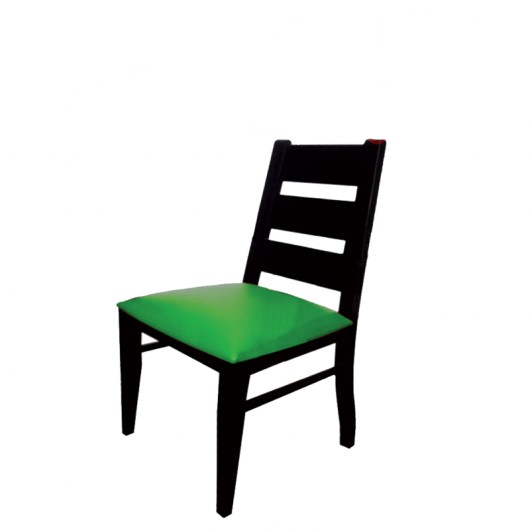 Chaise en bois avec accoudoir assise en simili cuir bella-b