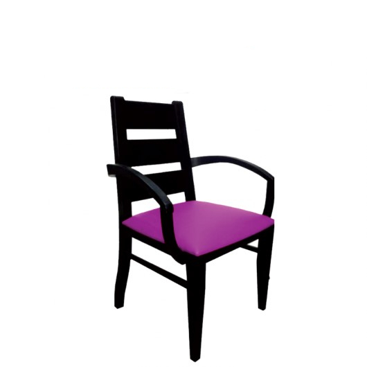 Chaise en bois avec accoudoir assise en simili cuir Bella