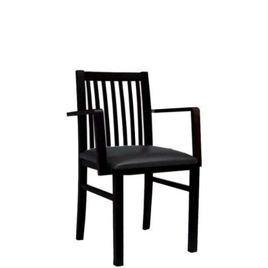 chaise en bois avec accoudoir assise en simili cuir luca