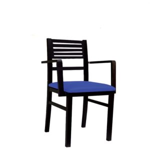 chaise en bois avec accoudoir assise en simili cuir maya 300x300