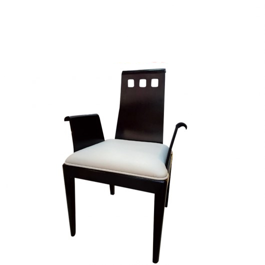 chaise en bois avec accoudoir assise en simili cuir telese