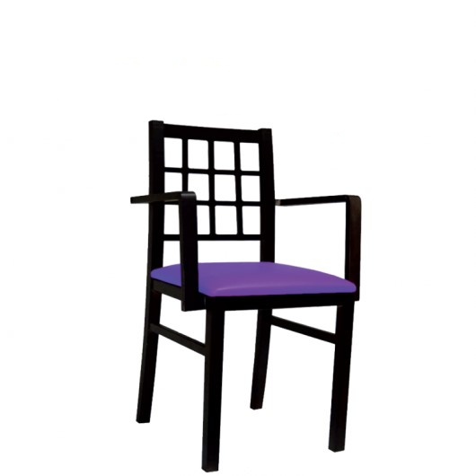 chaise en bois avec accoudoir assise en simili cuir victoria