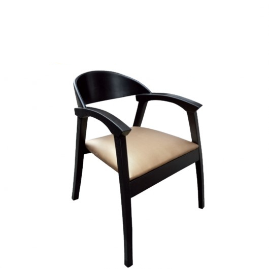 chaise en bois avec accoudoire assise en simili cuir alac