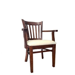 chaise en bois avec accoudoire assise en simili cuir bari 300x300