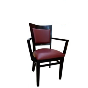 chaise en bois avec accoudoire assise en simili cuir betani