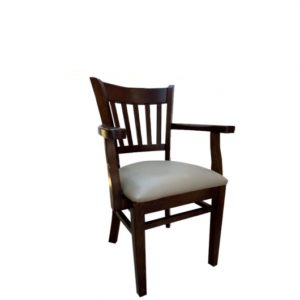 chaise en bois avec accoudoire assise en simili cuir jaya