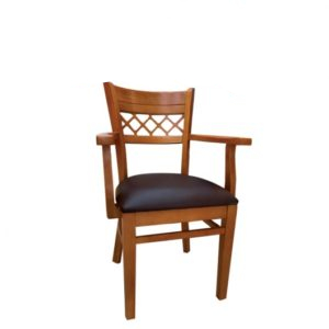 chaise en bois avec accoudoire assise en simili cuir kulin
