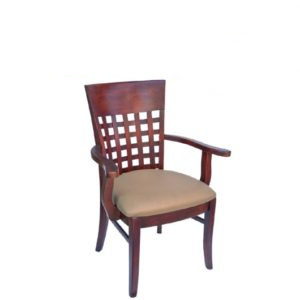 chaise en bois avec accoudoire assise en simili cuir liberte