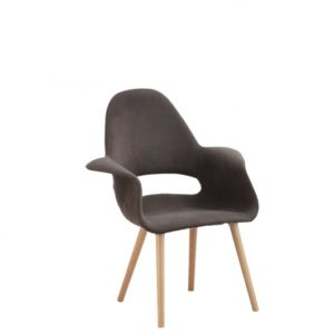 chaise en bois avec accoudoire et assise en tissu thango
