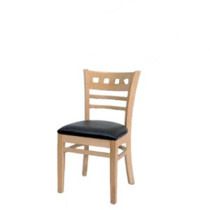 chaise en bois sans accoudoire assise en simili cuir miri