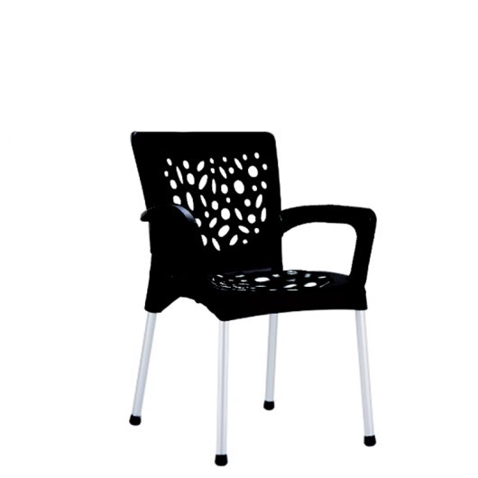chaise en plastique avec accoudoirs pieds en aluminium galaxy