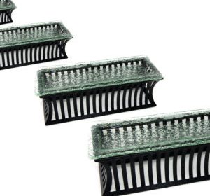 Ensemble assiettes buffet en verre rect support métallique noir d 75 25 25 60 20 20 45 15 15 30 10 10