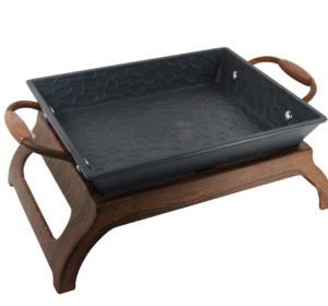 Plat carre 2 anses 26 20cm avec chauffe plat buffet