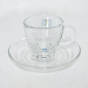 tasse et sous tasse a cafe en verre ocean p02442-po2472