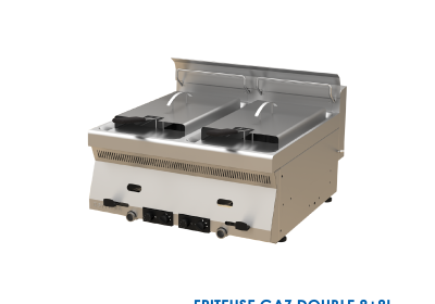 FRITEUSE GAZ DOUBLE 8+8L A POSER 600x630x300 TC.6FG600
