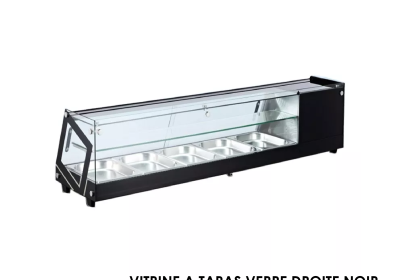 VITRINE A TAPAS VERRE DROITE NOIR DIM RTS-104L
