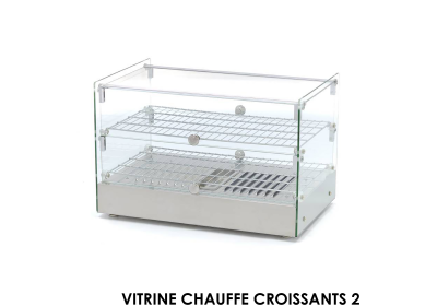 VITRINE CHAUFFE CROISSANTS 2 NIVEAUX 50 L VITRE DROITE 554x361x376 RTR-50L