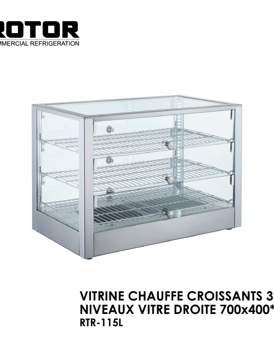 VITRINE CHAUFFE CROISSANTS 3 NIVEAUX VITRE DROITE RTR-115L