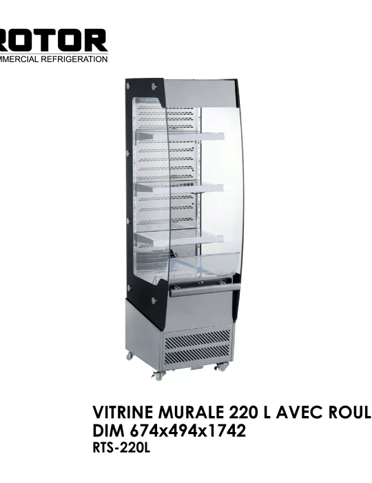 VITRINE MURALE 220 L AVEC ROULETTE DIM 674x494x1742 RTS-220L