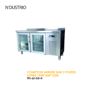 COMPTOIR ARRIERE BAR 2 PORTES VITREE 1500x600x1020 TPS 62 GD H 300x300