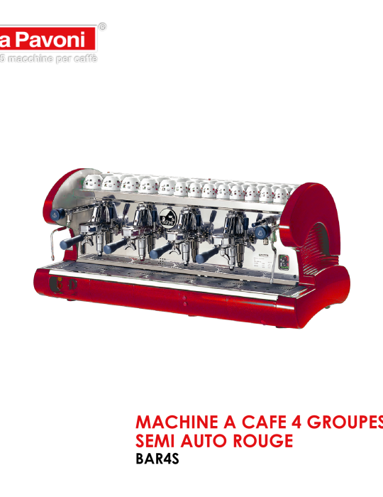 MACHINE A CAFE 4 GROUPES SEMI AUTO ROUGE BAR4S