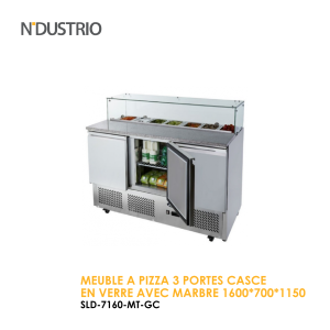 MEUBLE A PIZZA 3 PORTES CASCE EN VERRE AVEC MARBRE 1600x700x1150 SLD 7160 MT GC 300x300