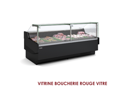 VITRINE BOUCHERIE ROUGE VITRE DROITE OUVERTURE FRONTALE 2M50 VE-12-25-RR-TF