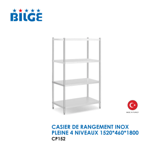 CASIER DE RANGEMENT INOX PLEINE 4 NIVEAUX 1520X460X1800 CP152 300x300