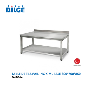 TABLE DE TRAVAIL INOX MURALE 800x700x850 TA 80 M 300x300