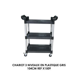 CHARIOT 3 NIVEAUX EN PLASTIQUE GRIS 104CM REF X1509 300x300